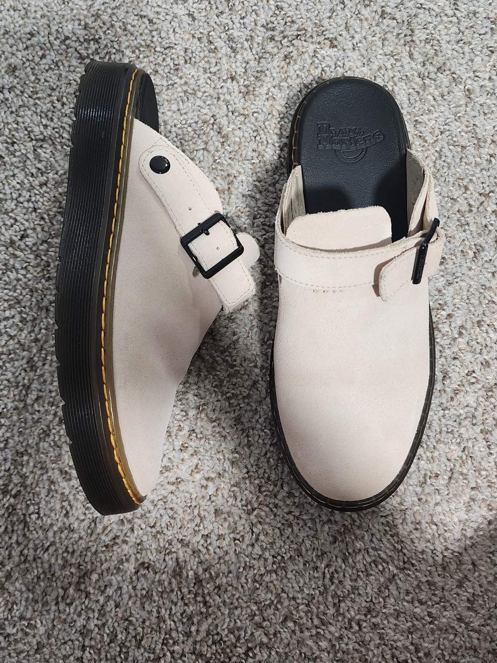 Dr. Martens Beige Suede Carlson Mule Clogs